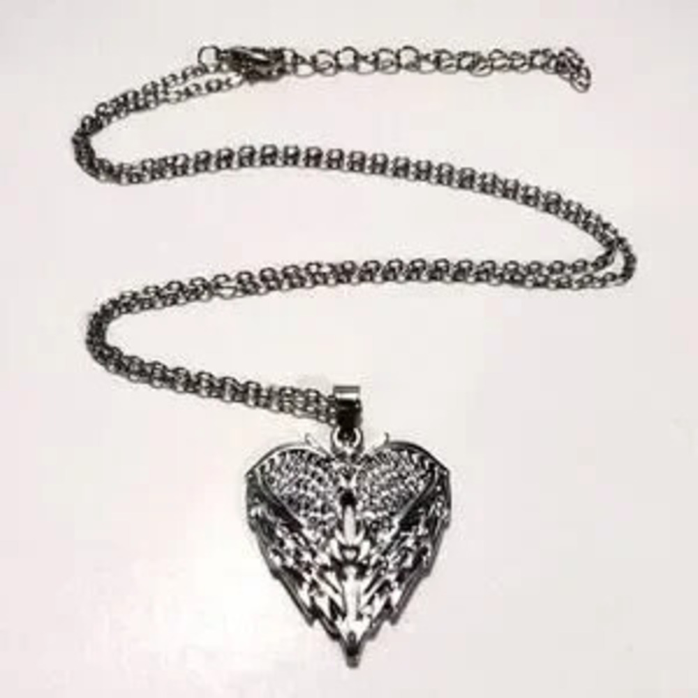 Sliver Heart Wings Angel Earrings Necklace Set Christmas Birthday Gift - NEW!b